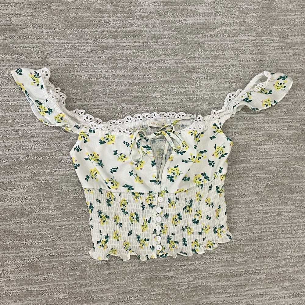 O. Vianca cropped floral summer top